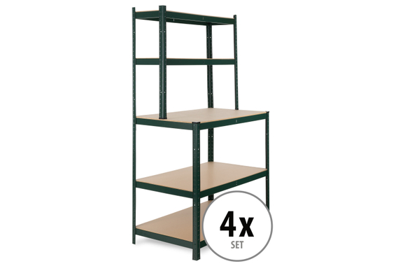 Stagecaptain WBR-175 GR Werkbankregal mit Holzböden Dunkelgrün 4x Set image 1