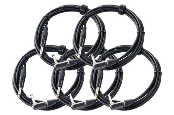 Pronomic Stage INST-A-3 Cable de Instrumento con Conector en Ángulo 3 m negro Set de 5 image 1