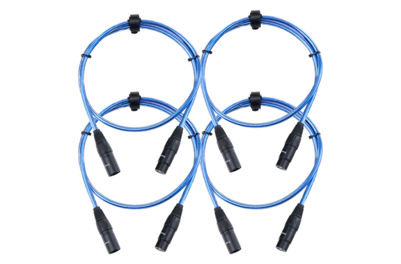Pronomic Stage XFXM-Blue-1 Cable De Micrófono XLR 1 m Metallic Blue Set De 4 image 1