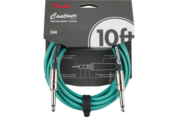 Fender Contour Series Câble Instrument 10' Sherwood Green image 1