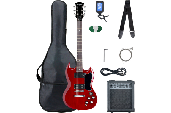 McGrey Rockit E-Gitarre Double Cut-Komplettset Cherry Red image 1