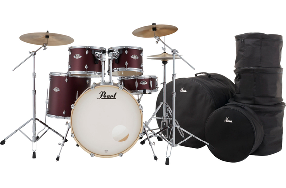 Pearl Export EXX705NNBR/C864 Drumkit Satin Scarlet Set mit Taschen image 1