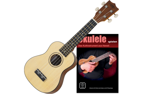 Classic Cantabile Sopran Ukulele Natural Set inkl. Lernheft image 1