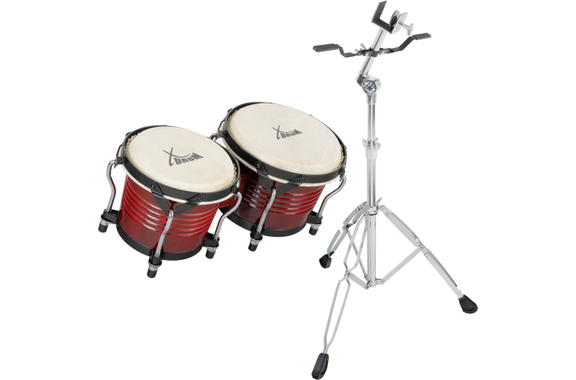 Set XDrum Bongos Pro Rojo Vino incl. Soporte image 1