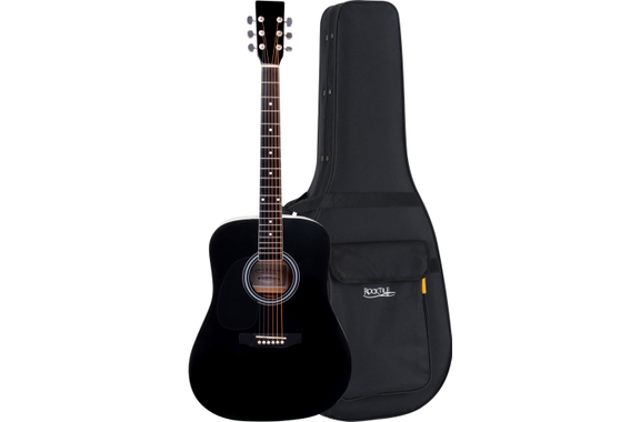 Classic Cantabile WS-10BK-LH Western Guitar Black Left-Hand Model Softcase Set image 1