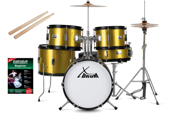 XDrum Junior Pro Kinder Schlagzeug Sunset Gold Sparkle inkl. Schule image 1
