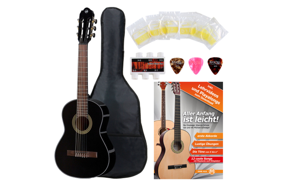 GEWA Student 1/2 Guitare Classique Noir Set Débutant image 1