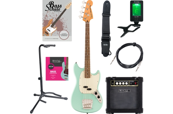 Squier Classic Vibe '60s Mustang Bass Surf Green Starter Set image 1