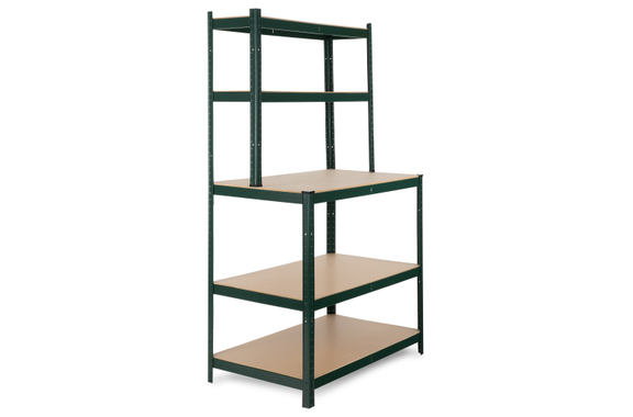 Estantería de banco de trabajo Stagecaptain WBR-175 GR con estantes de madera verde oscuro image 1