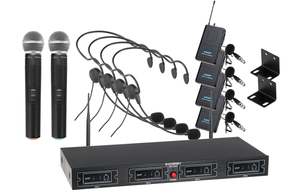McGrey UHF-2V4H Set Microphone Sans Fil Quad avec 2 Micros Main, 4 Casques et Émetteurs Ceinture image 1