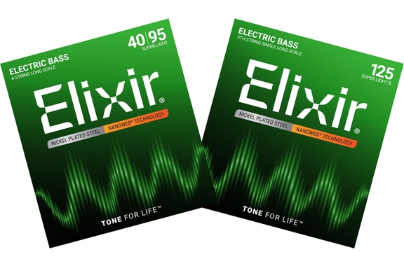 Elixir Basse Électrique Nanoweb Long Scale Set Super Light image 1
