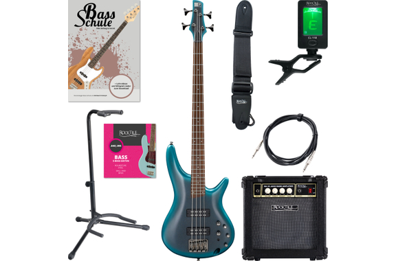 Ibanez SR300E-CUB E-Bas Cerulean Aura Burst Starter Set image 1