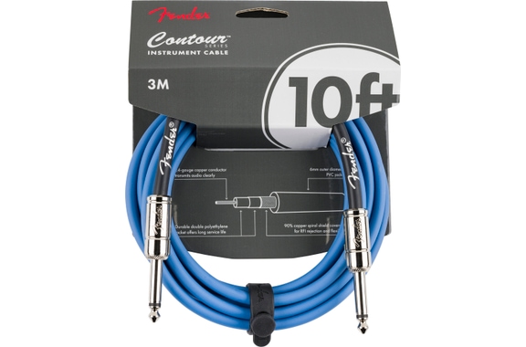Fender Contour Series Câble Instrument 10' Lake Placid Blue image 1