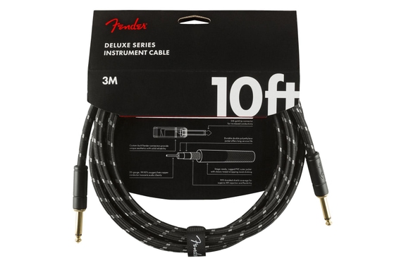 Fender Deluxe Series Cable Straight 3m Black Tweed image 1