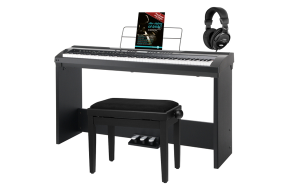 Classic Cantabile SP-150 BK Stagepiano noir Set Deluxe incluant support, banc, casque et méthode image 1