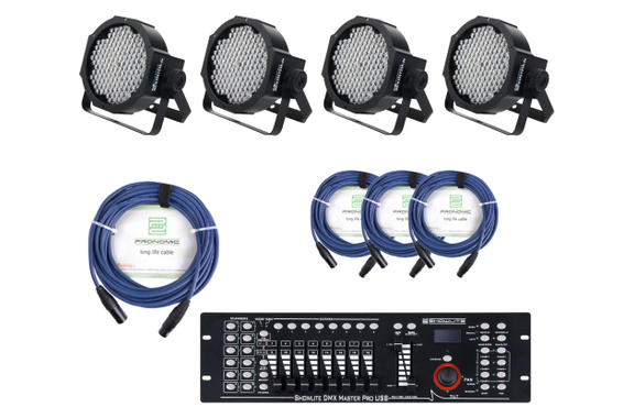 Showlite FLP-144W Fari 4 x Set incl. Showlite Master Pro USB & Cavi image 1