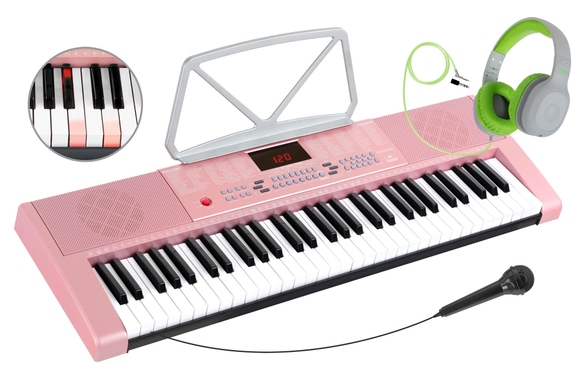 McGrey LK-6120-MIC PINK Teclado KKH-10 rosa con micrófono y set de auriculares para niños image 1