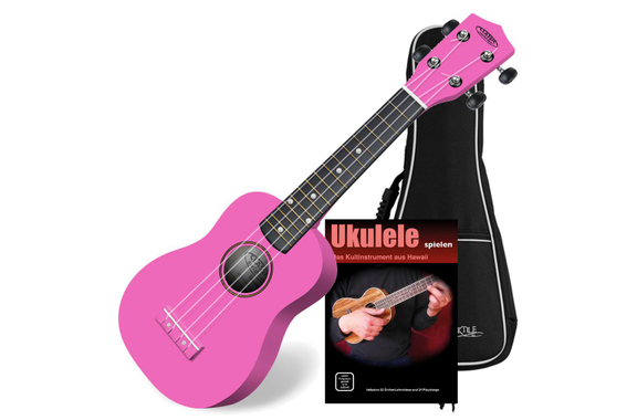 Classic Cantabile US-100 PK Sopran-Ukulele Pink Set inkl. Tasche + Lernheft image 1