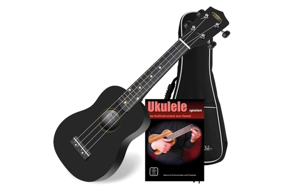 Classic Cantabile US-100 BK Sopraan Ukulele Zwart Set incl. Tas + Leerboek image 1