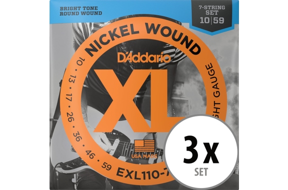D'Addario EXL110-7 Regular Light Juego De 7 Cuerdas 3x image 1
