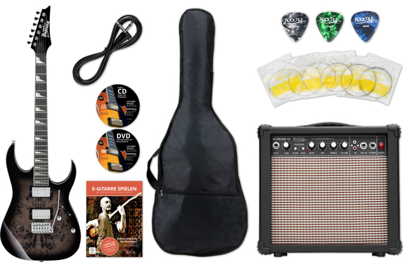 Ibanez GRG220PA1-BKB RG Gio Chitarra Elettrica Transparent Brown Black Burst Starter Set image 1