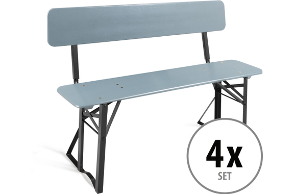 Stagecaptain BBB-119 GY Hirschgarten Beer Tent Bench with Backrest 119 cm Gray 4x Set image 1