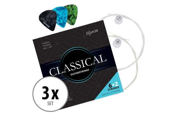 Shaman Classical Snaren voor Concertgitaar incl. 2 Reservenaren en 3 Plectrums 3x Set image 1