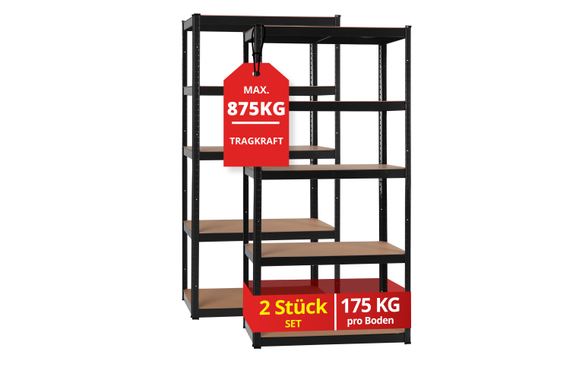 Stagecaptain Heavyrack Lagerregal Holzböden Schwarz, max. 875 kg 2x Set image 1
