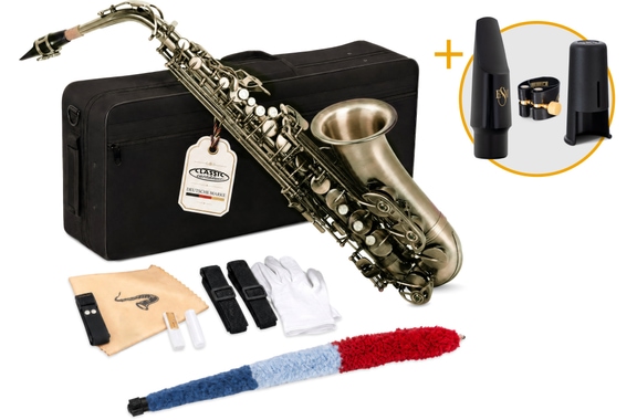 Classic Cantabile AS-450 Antique Yellow Altsaxophon ESM Set image 1