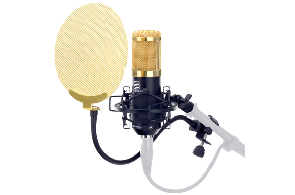 Pronomic CM-100BG Microphone à Condensateur Studio Noir/Or Set avec Protection Anti-Pop Or image 1