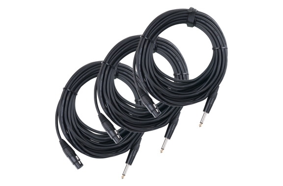 Pronomic Stage XFJ-10 Cavo Microfono XLR/Jack 10 m Nero Set da 3 image 1