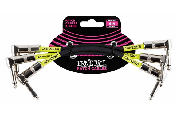 Ernie Ball 6050 Câble Patch 15,24 cm, Pack de 3, Noir image 1