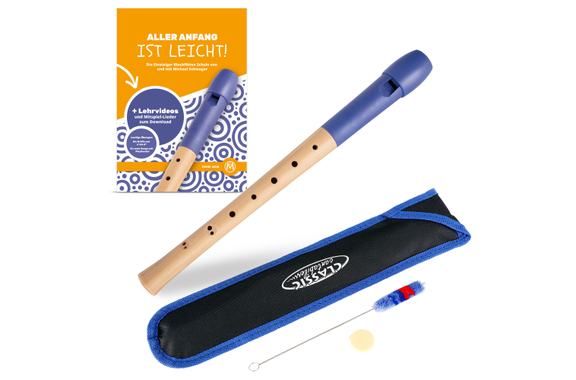 Classic Cantabile Pivella Blokfluit barok blauw SET incl. Blokfluitschool image 1