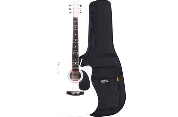 Classic Cantabile WS-10WH-CE Guitarra Western blanca con pickup Set con funda blanda image 1