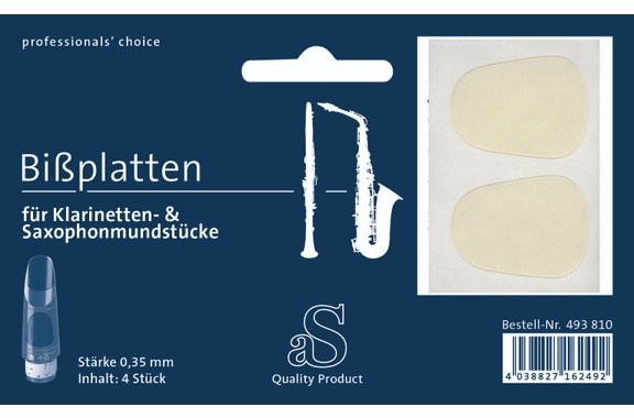 aS Bite Plate for Clarinet and Saxophone (0.35 mm, Transparent) image 1