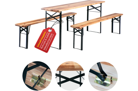Stagecaptain Hirschgarten Set Da Birreria 2 x Panca e Tavolo, Lunghezza 177 cm image 1