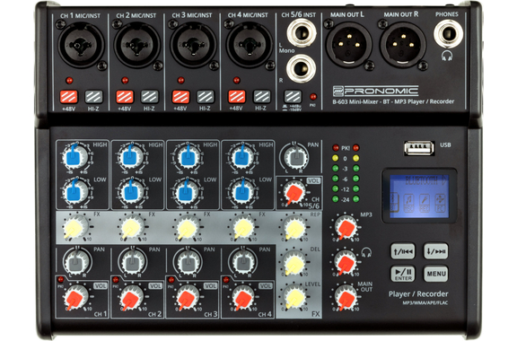 Pronomic B-603 Mini-Mixer mit Bluetooth und USB-Recording image 1