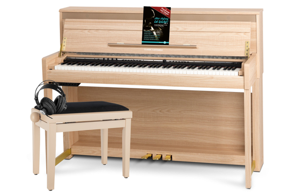 Classic Cantabile UP-1 LA Upright E-Piano Light Oak Deluxe Set image 1