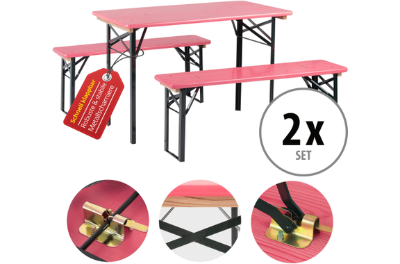 Stagecaptain Hirschgarten Set Tavolo Da Birreria Per Balcone 117 cm Rosa 2x Set image 1