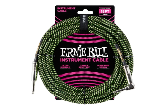 Câble Instrument Ernie Ball 6082 5,49 m Noir/Vert image 1