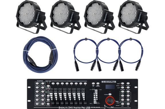 Showlite FLP-144 Projecteur 4 x Set incl. Showlite Master Pro USB & Câble image 1