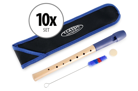 Classic Cantabile Pivella Blockflöte Blau, deutsche Griffweise 10er Set image 1