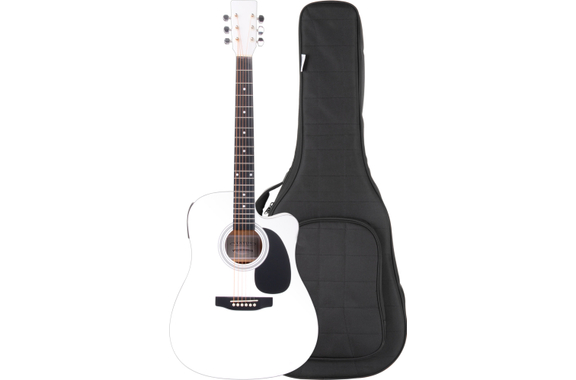 Classic Cantabile WS-10WH-CE Chitarra Western bianca con pickup Set custodia image 1