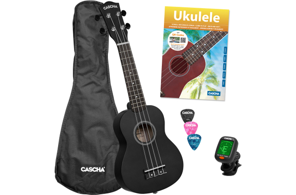Cascha 3969 Soprano Ukulele Bundle Black image 1