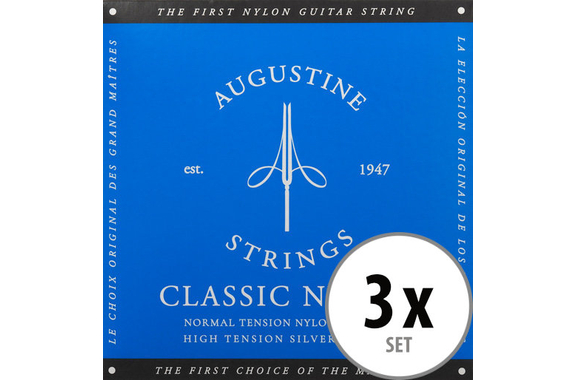 Augustine Gitarrensaiten Satz High Tension blau 3x Set image 1