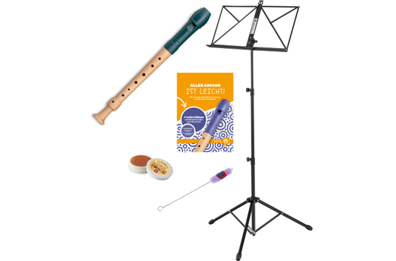 Mollenhauer Fipple "Dege" Sopran Blockflöte Seeblau Deutsch Set image 1