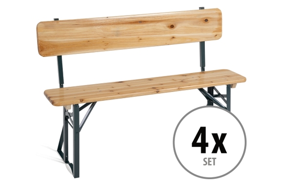 Stagecaptain BBB-119 Hirschgarten Beer Tent Bench with Backrest 119 cm Natural 4x Set image 1