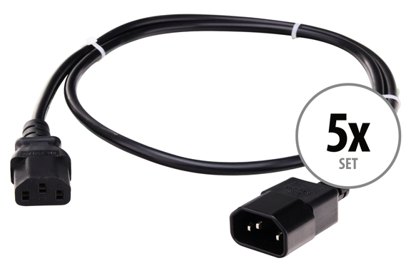 Pronomic IECIEC-0,5 Prolunga Cavo di Alimentazione Cavo di Rete 0,5m Set da 5 image 1
