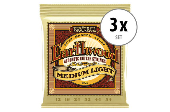 Ernie Ball 2003 Earthwood 80/20 Medium Light 3x Set image 1