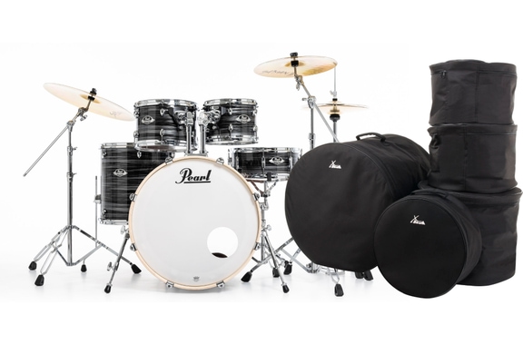 Pearl Export EXX725SNBR/C778 Drumkit Graphite Silver Twist Set mit Taschen image 1
